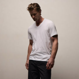 Short Sleeve V Neck in White | James Perse Los Angeles