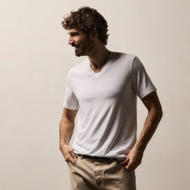Short Sleeve V Neck in White | James Perse Los Angeles