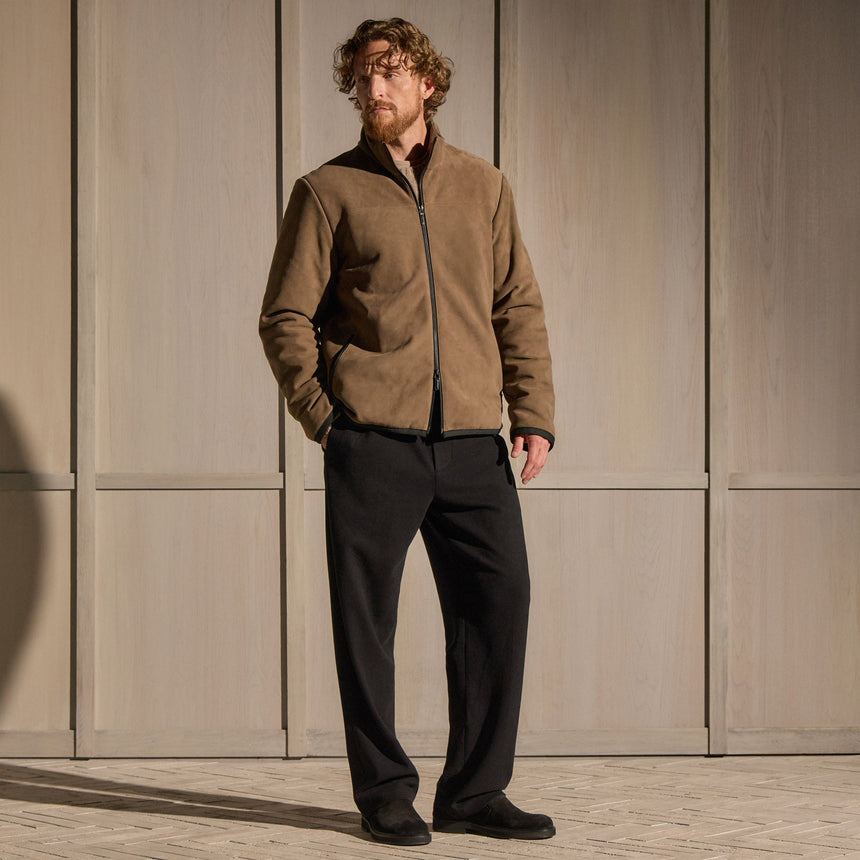 Suede Bomber Jacket in Coyote | James Perse Los Angeles