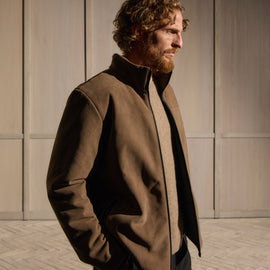 Suede Bomber Jacket in Coyote | James Perse Los Angeles