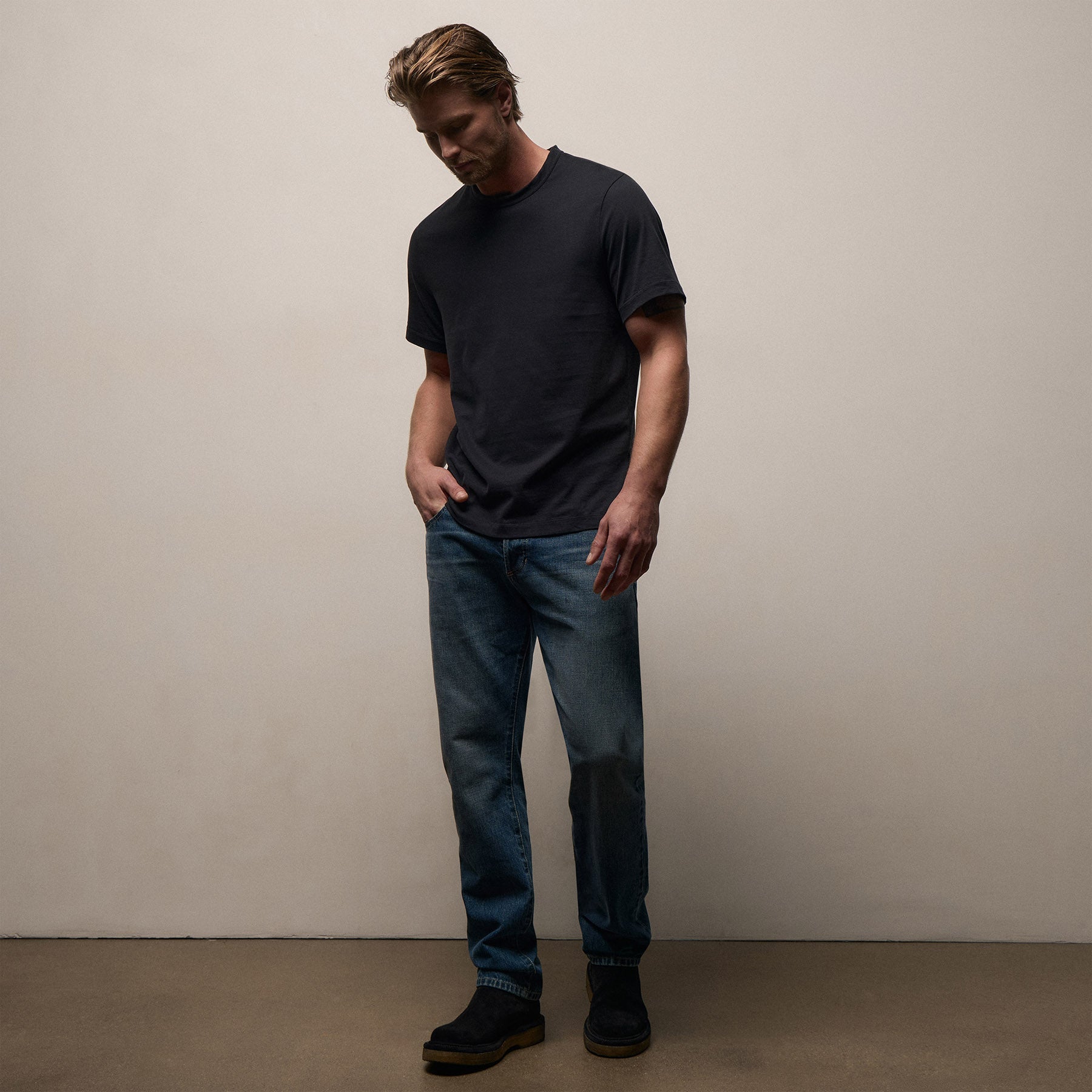 Heavy Luxe Jersey Crew - Black | James Perse Los Angeles