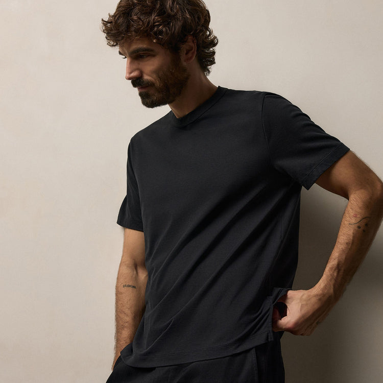 Heavy Luxe Jersey Crew in Black | James Perse Los Angeles