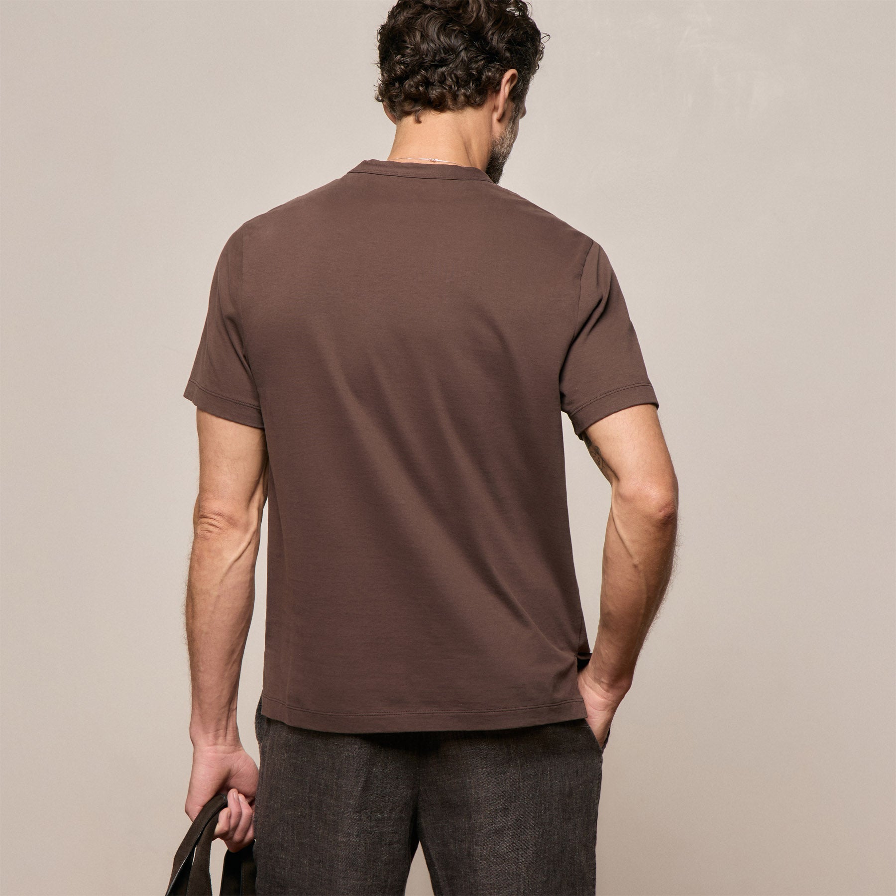 Heavy Luxe Jersey Crew in Bark | James Perse Los Angeles