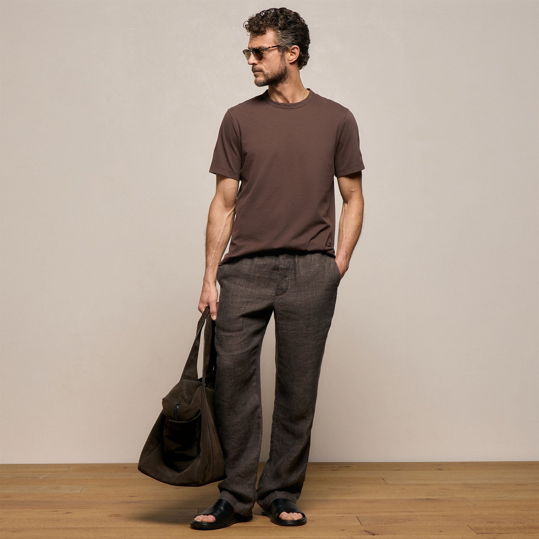Heavy Luxe Jersey Crew in Bark | James Perse Los Angeles