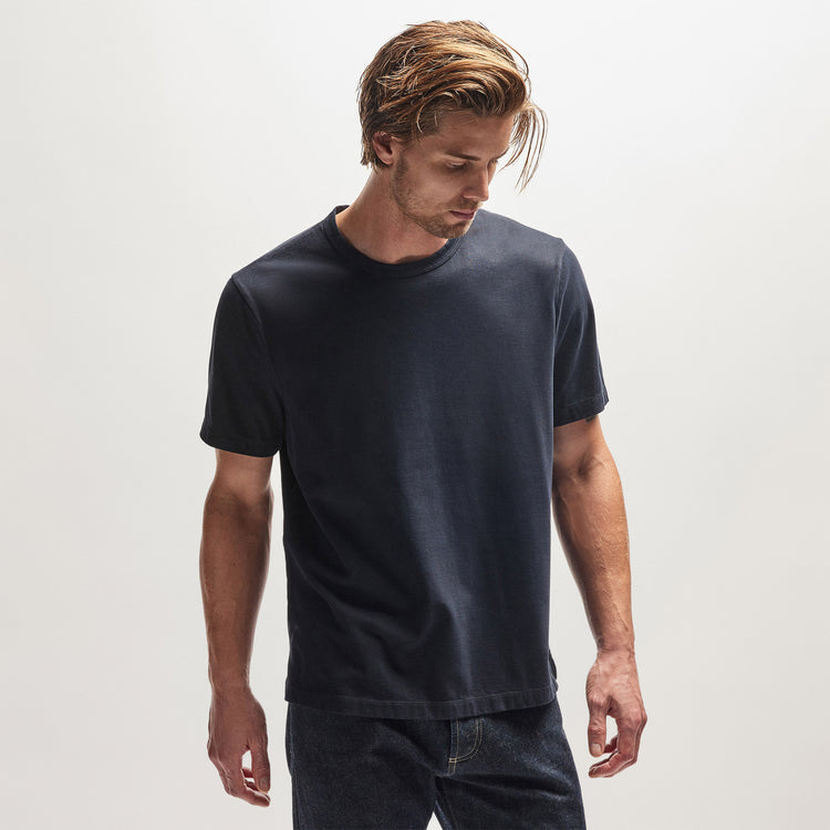 Heavy Luxe Jersey Crew in French Navy | James Perse Los Angeles