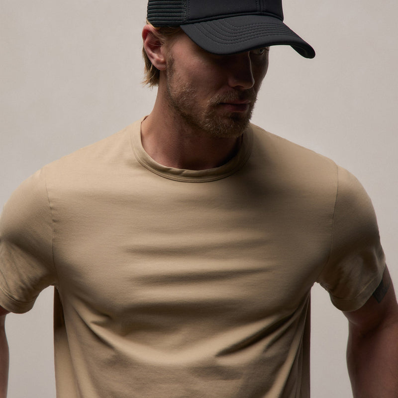 Heavy Luxe Jersey Crew in Light Khaki | James Perse Los Angeles