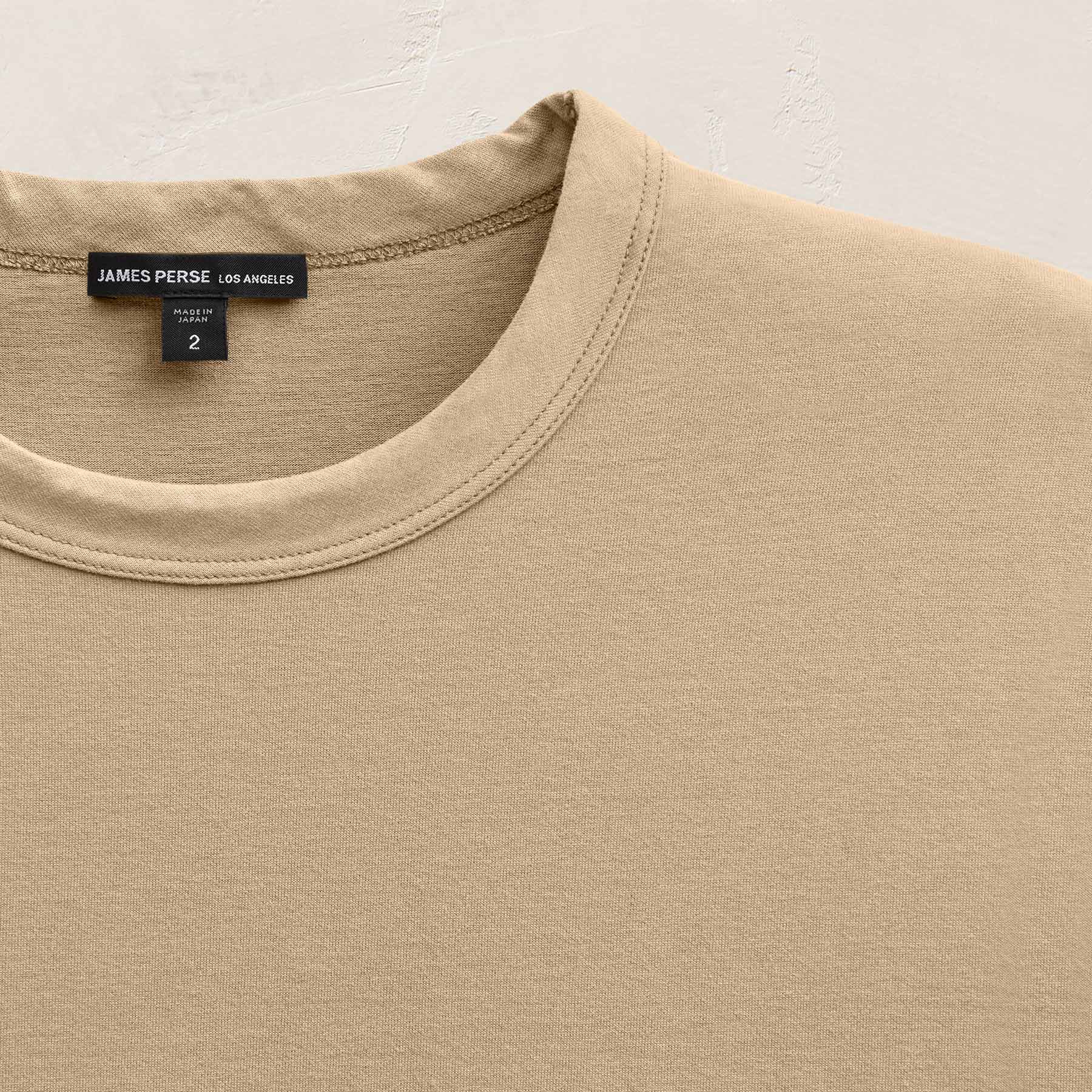 Heavy Luxe Jersey Crew in Light Khaki | James Perse Los Angeles