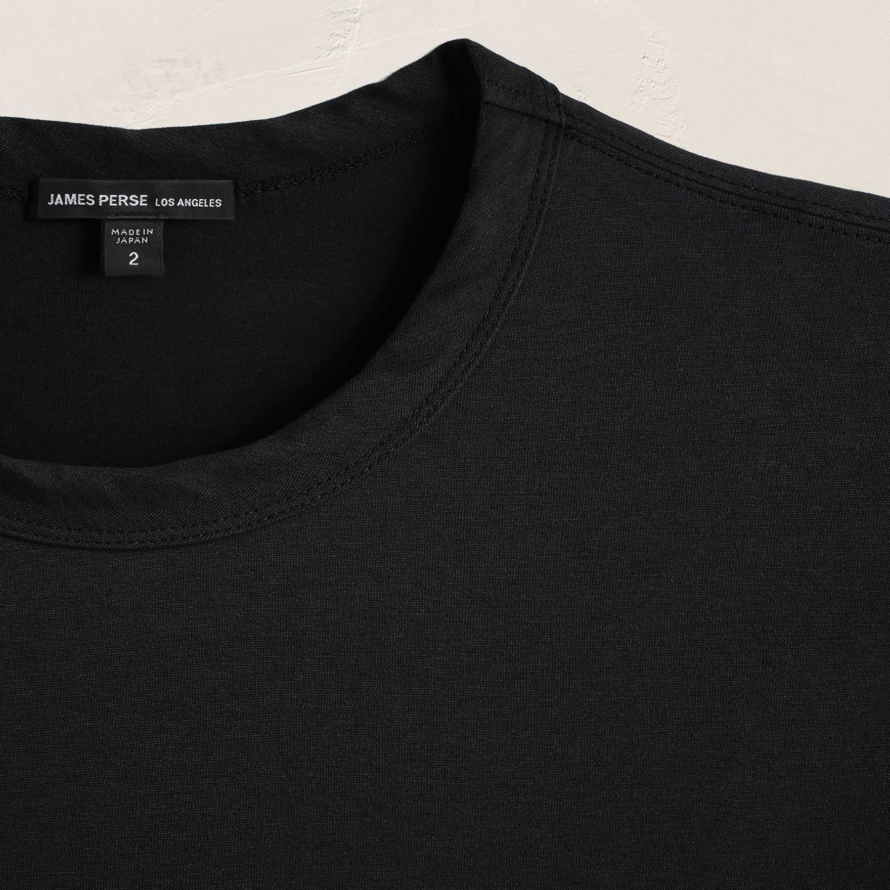 L/S Heavy Luxe Jersey Crew in Black | James Perse Los Angeles