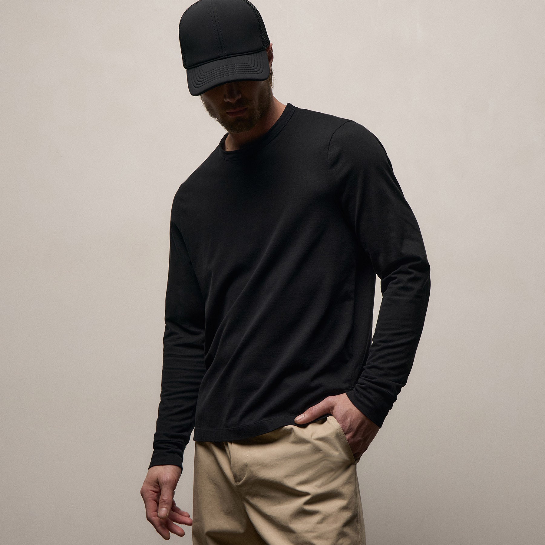 Heavy Luxe Jersey Long Sleeve in Black | James Perse Los Angeles