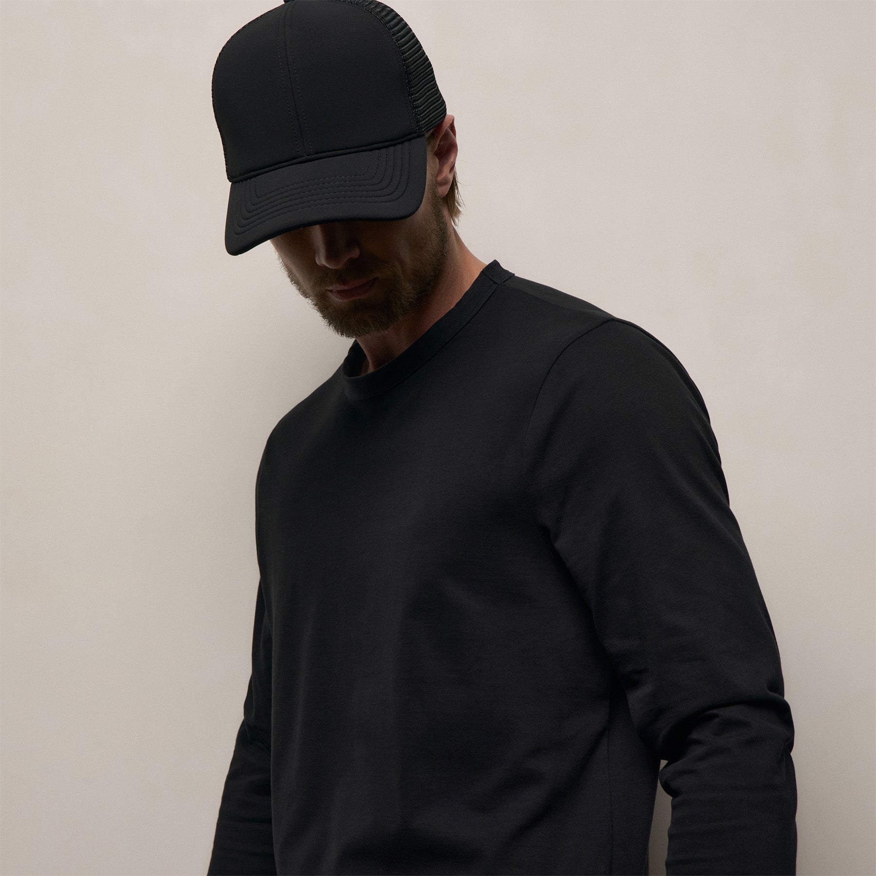 L/S Heavy Luxe Jersey Crew in Black | James Perse Los Angeles