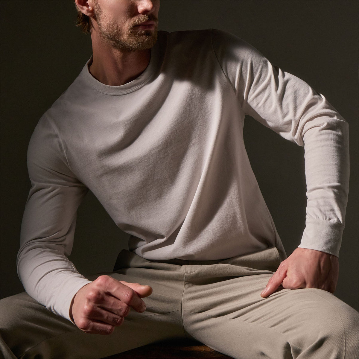 Heavy Luxe Jersey Long Sleeve in Light Mist | James Perse Los Angeles