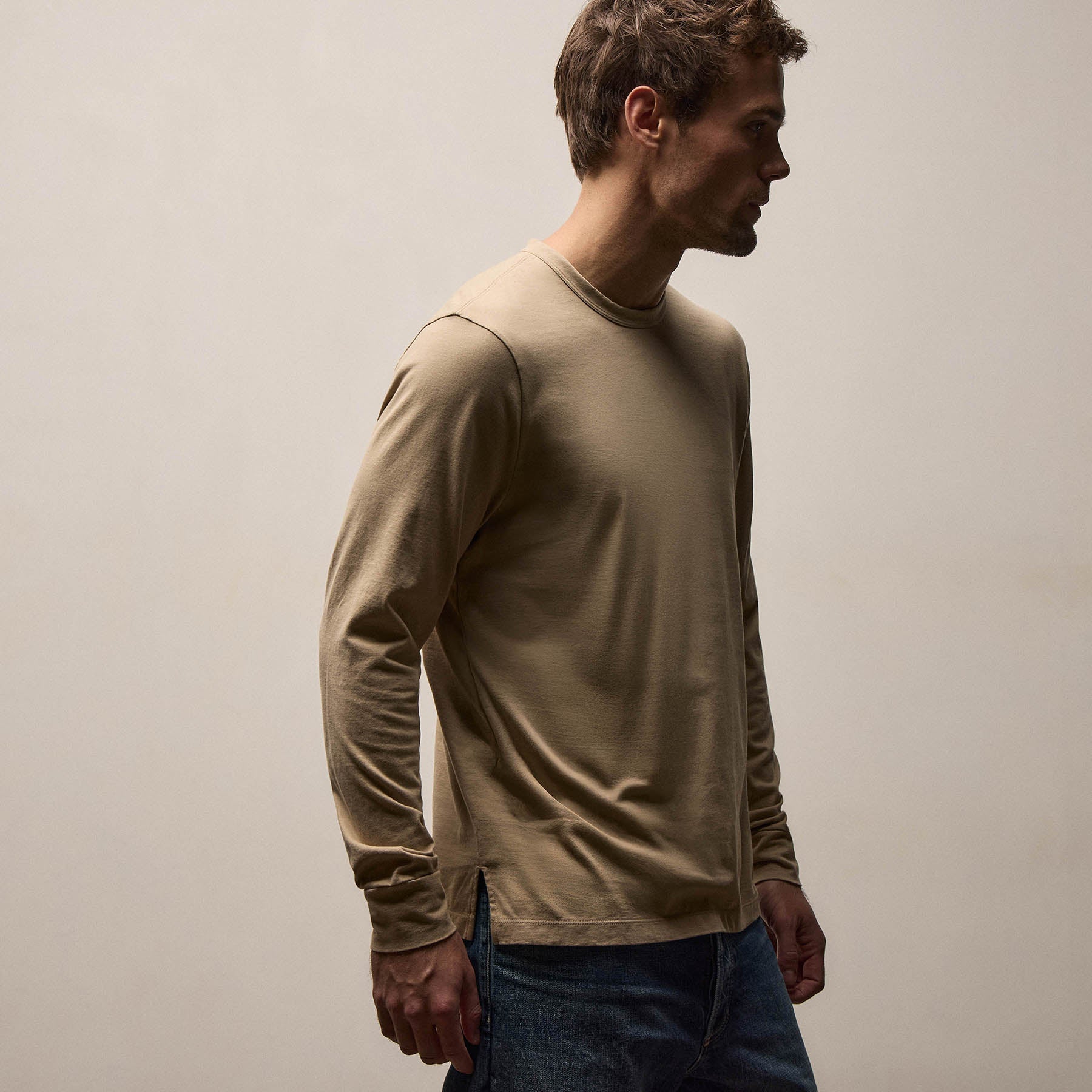 Heavy Luxe Jersey Long Sleeve in Light Khaki | James Perse Los Angeles