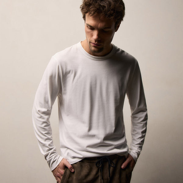 Heavy Luxe Jersey Long Sleeve in White | James Perse Los Angeles