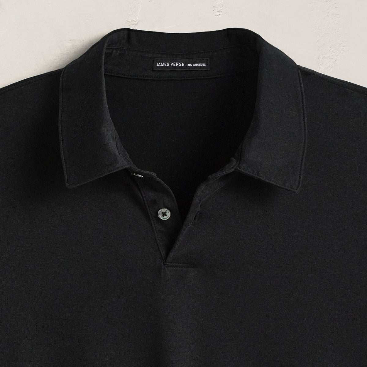 Heavy Luxe Jersey Long Sleeve Polo in Black | James Perse Los Angeles