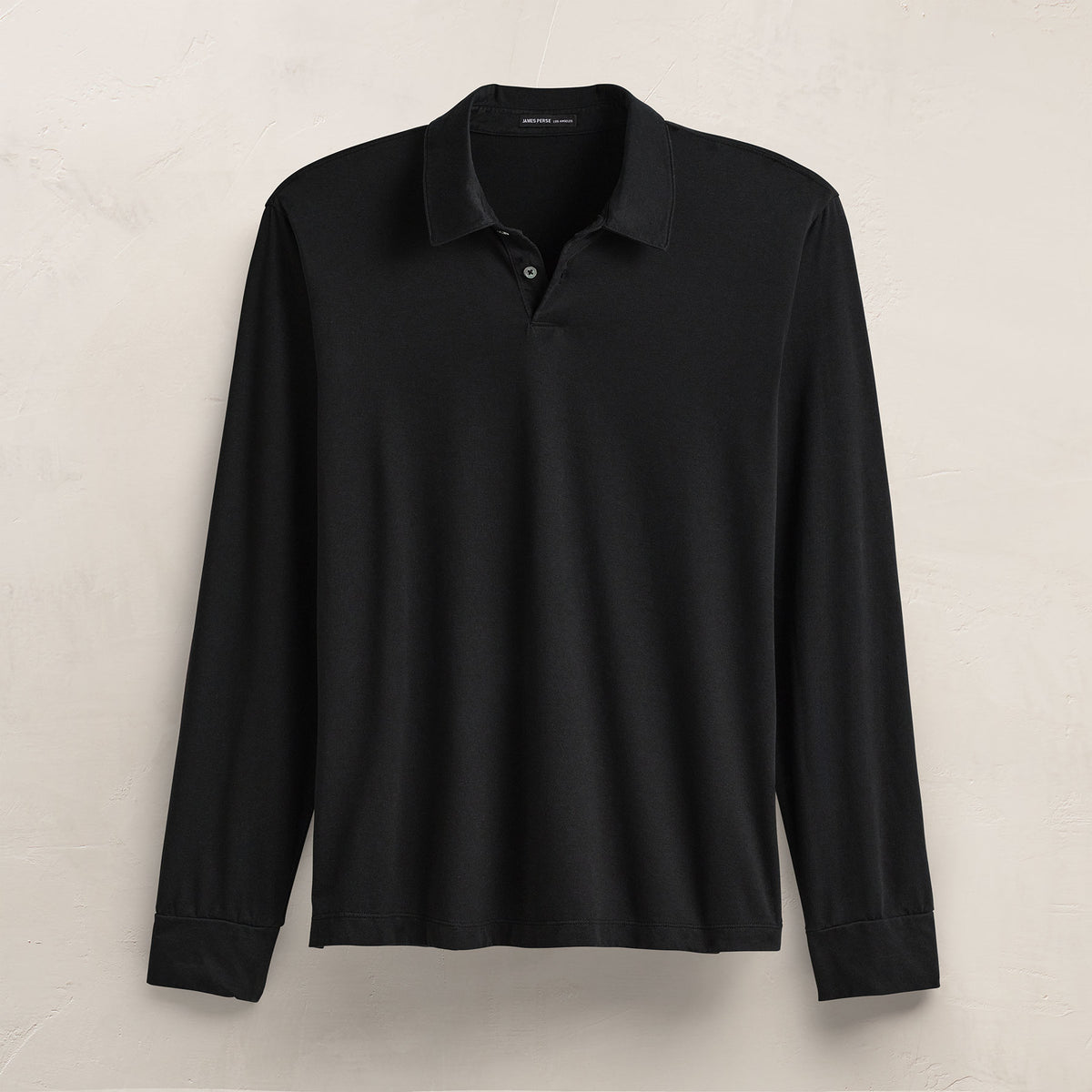 Heavy Luxe Jersey Long Sleeve Polo in Black | James Perse Los Angeles