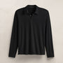 Heavy Luxe Jersey Long Sleeve Polo in Black | James Perse Los Angeles