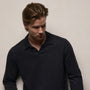 Heavy Luxe Jersey Long Sleeve Polo in Black | James Perse Los Angeles