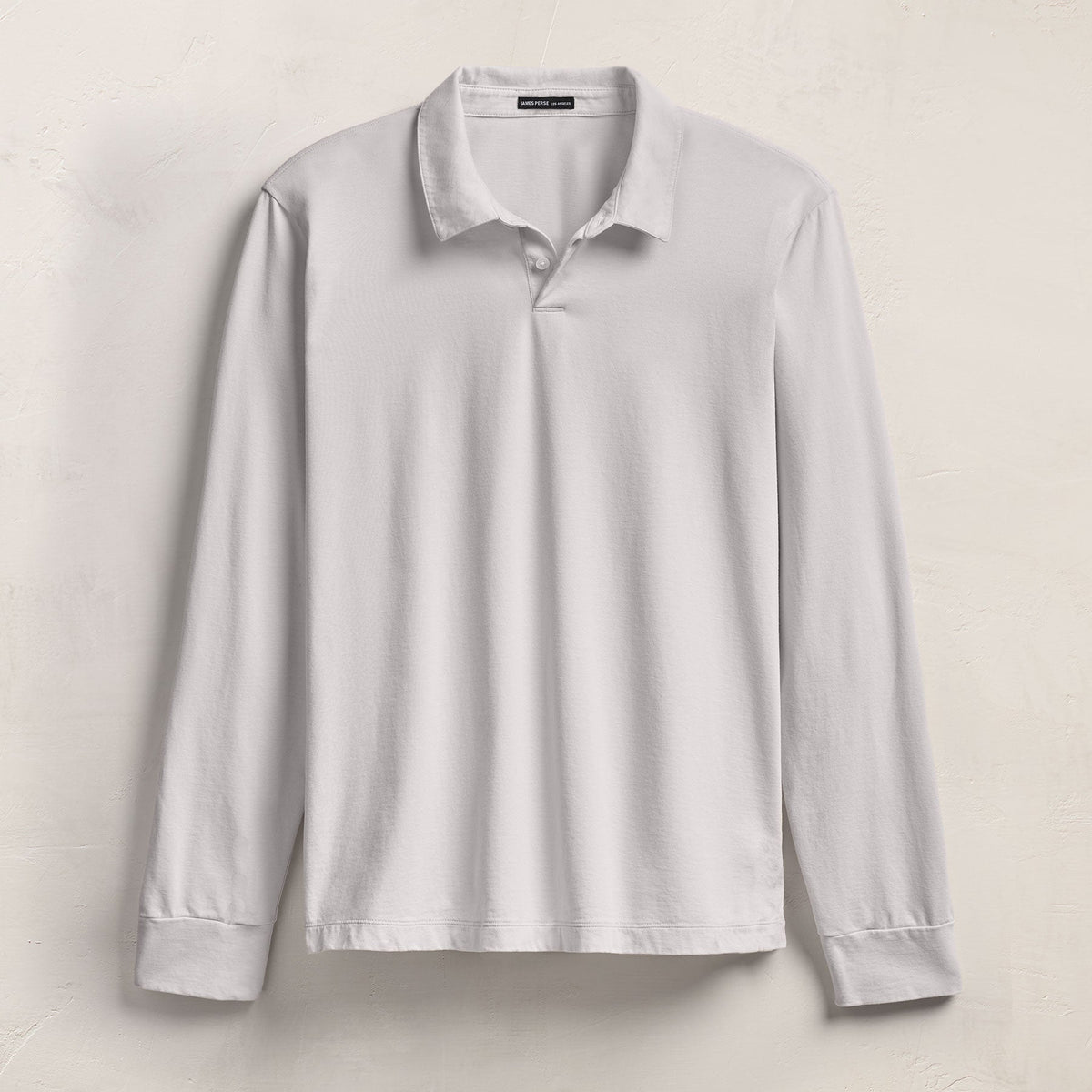 Heavy Luxe Jersey Long Sleeve Polo in Light Mist | James Perse Los Angeles