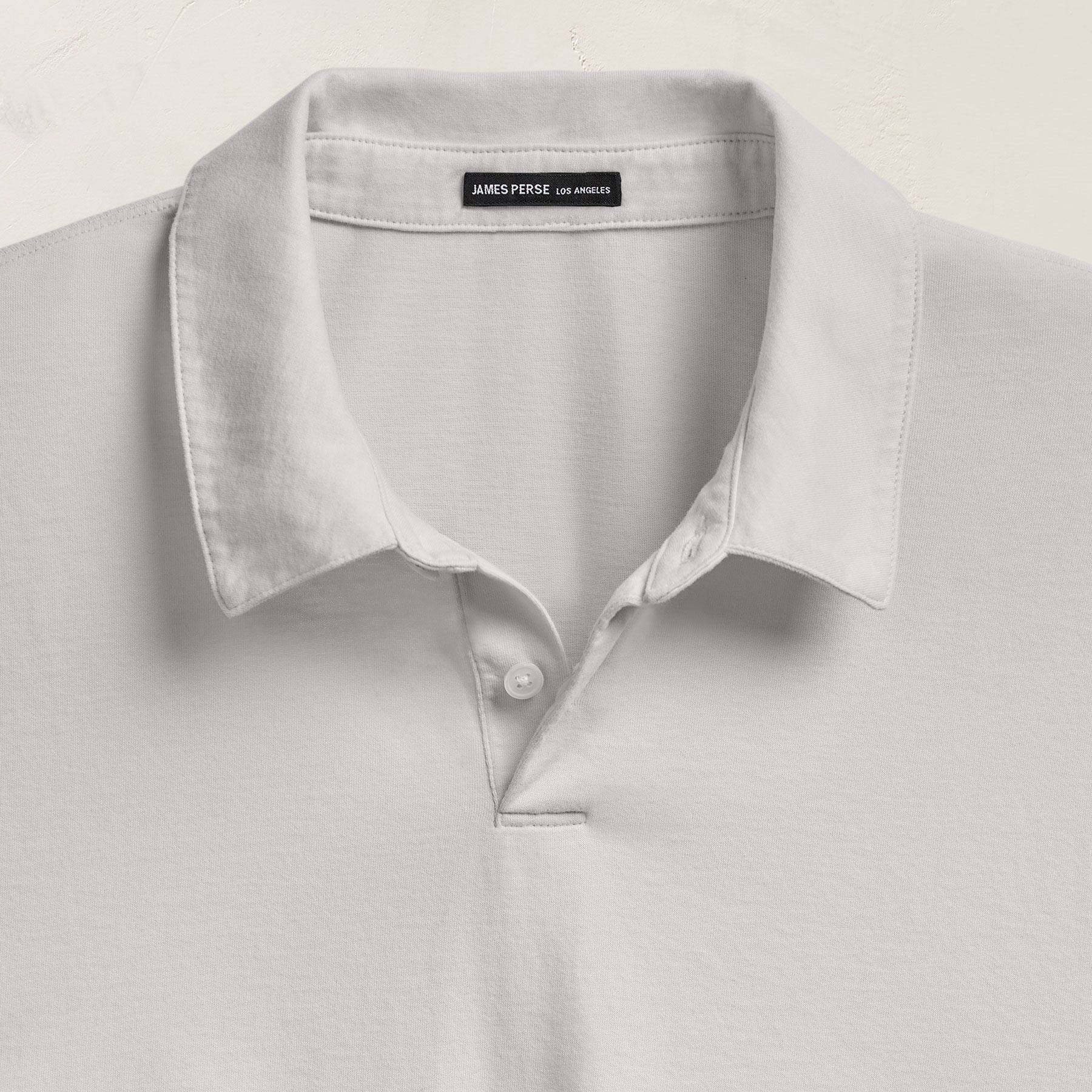 Heavy Luxe Jersey Long Sleeve Polo in Light Mist | James Perse Los Angeles