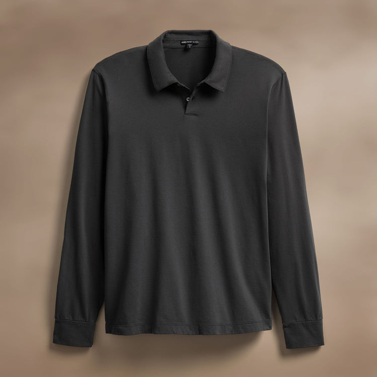 Heavy Luxe Jersey Long Sleeve Polo in Magma | James Perse Los Angeles