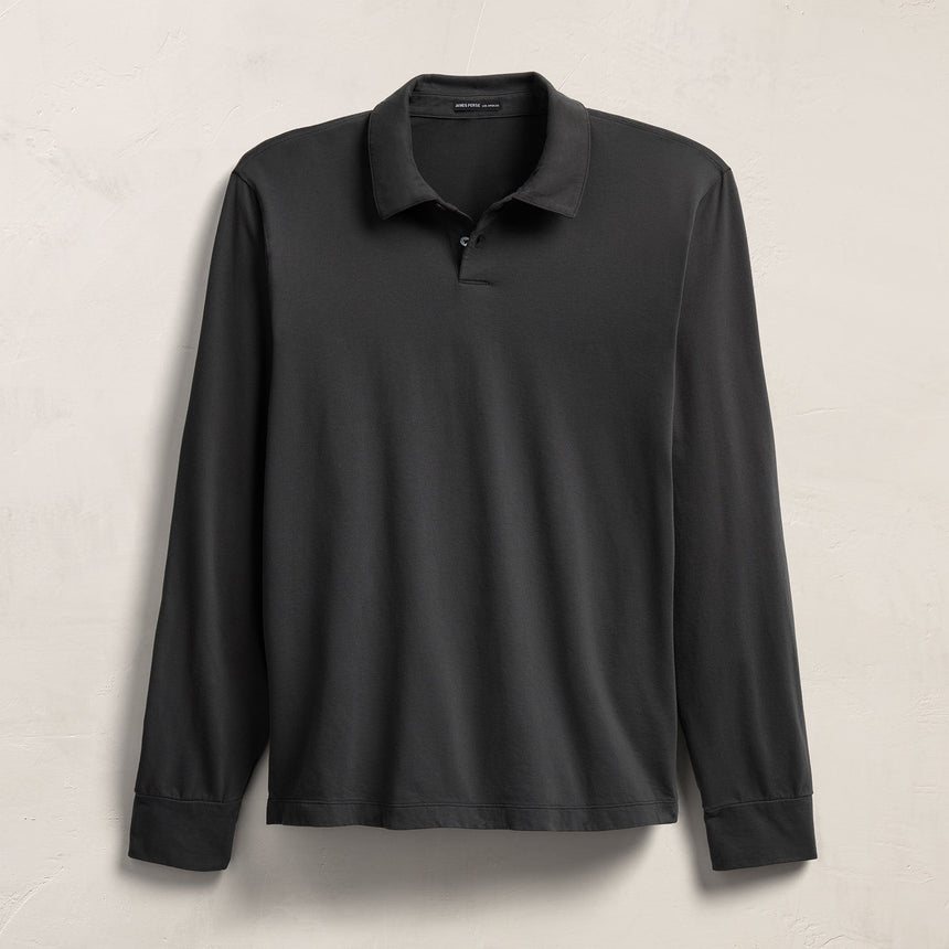 Heavy Luxe Jersey Long Sleeve Polo in Magma | James Perse Los Angeles
