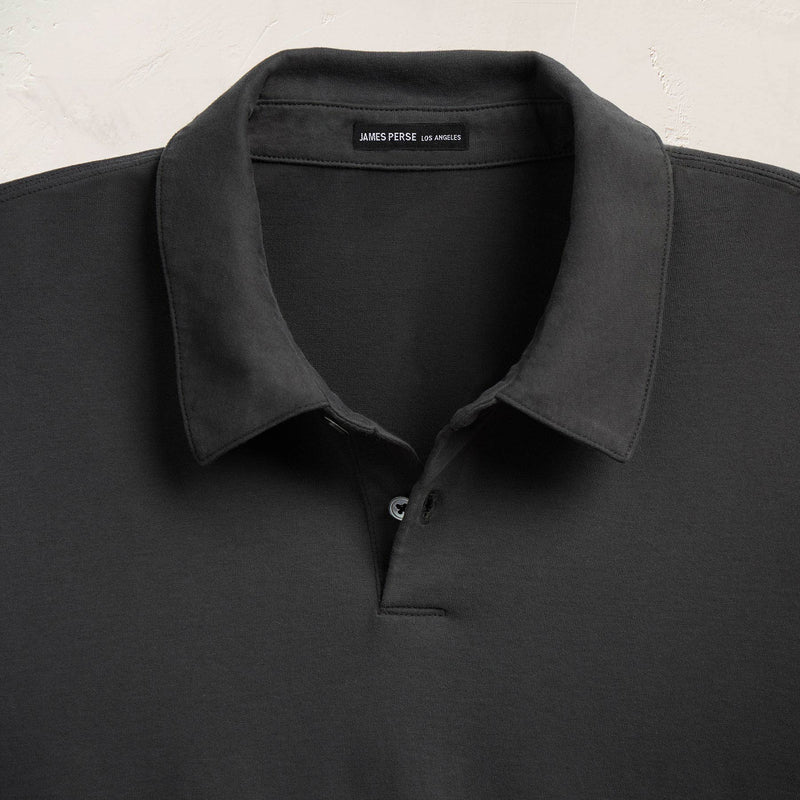 Heavy Luxe Jersey Long Sleeve Polo in Magma | James Perse Los Angeles