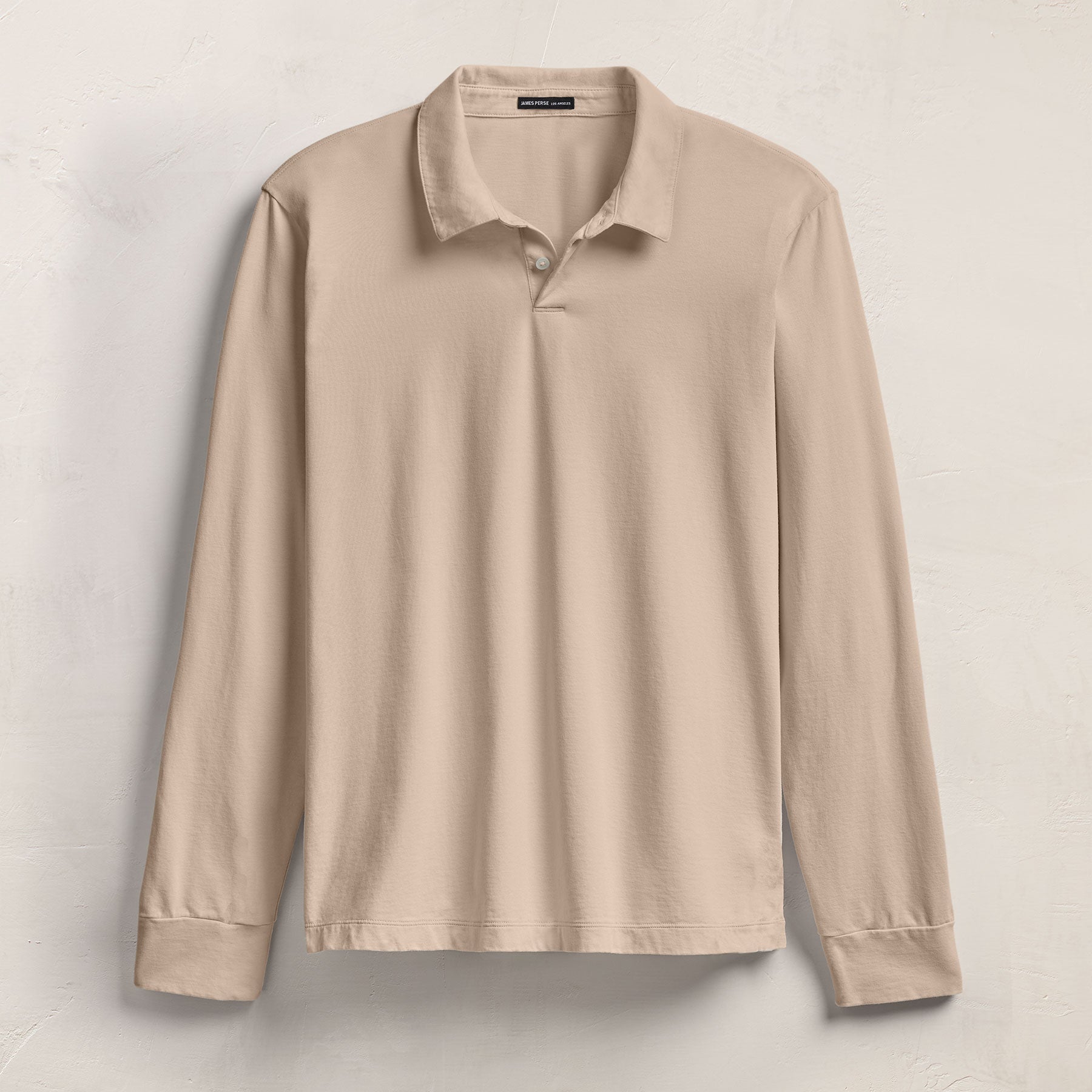Heavy Luxe Jersey Long Sleeve Polo in Stone | James Perse Los Angeles