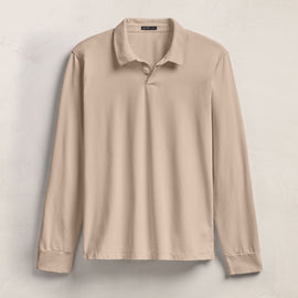 Heavy Luxe Jersey Long Sleeve Polo in Stone | James Perse Los Angeles