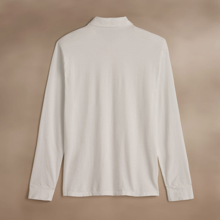 Heavy Luxe Jersey Long Sleeve Polo  in White | James Perse Los Angeles