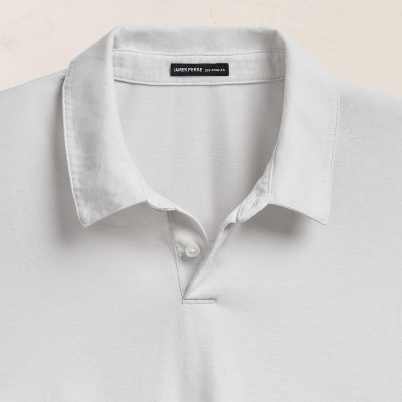 Heavy Luxe Jersey Long Sleeve Polo - White