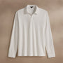 Heavy Luxe Jersey Long Sleeve Polo  in White | James Perse Los Angeles