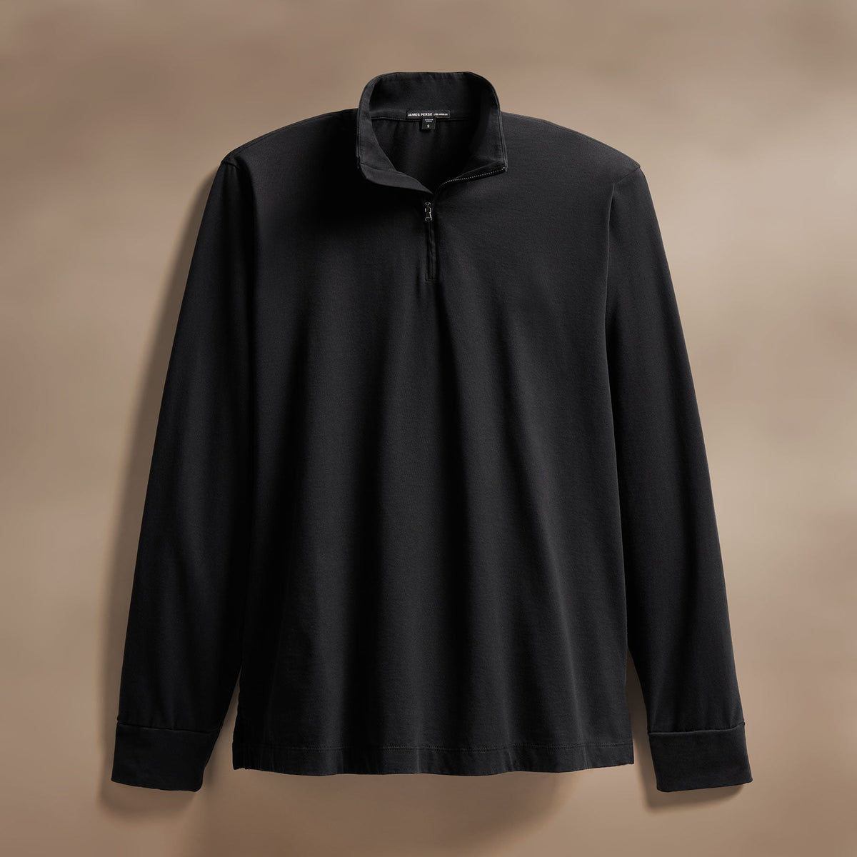 Luxury Organic Jersey Half Zip in Black | James Perse Los Angeles