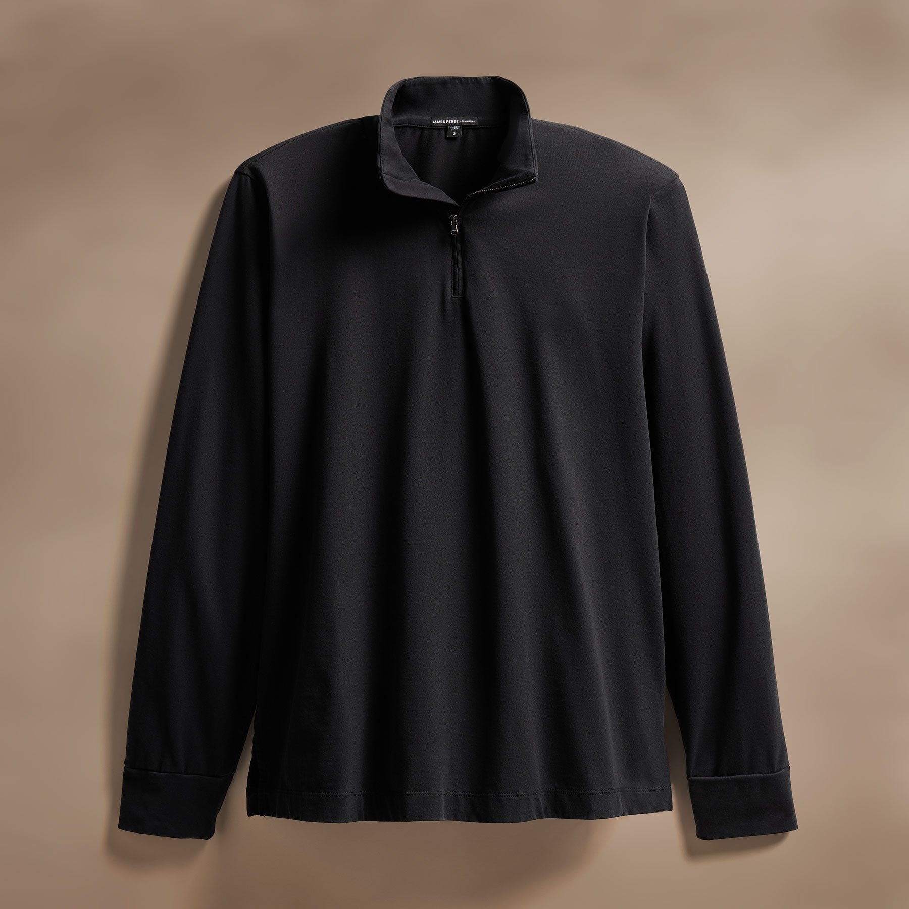 Luxury Organic Jersey Half Zip in Black | James Perse Los Angeles