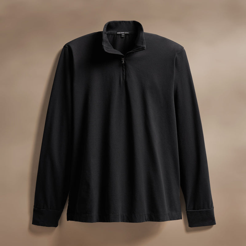 Luxury Organic Jersey Half Zip in Black | James Perse Los Angeles