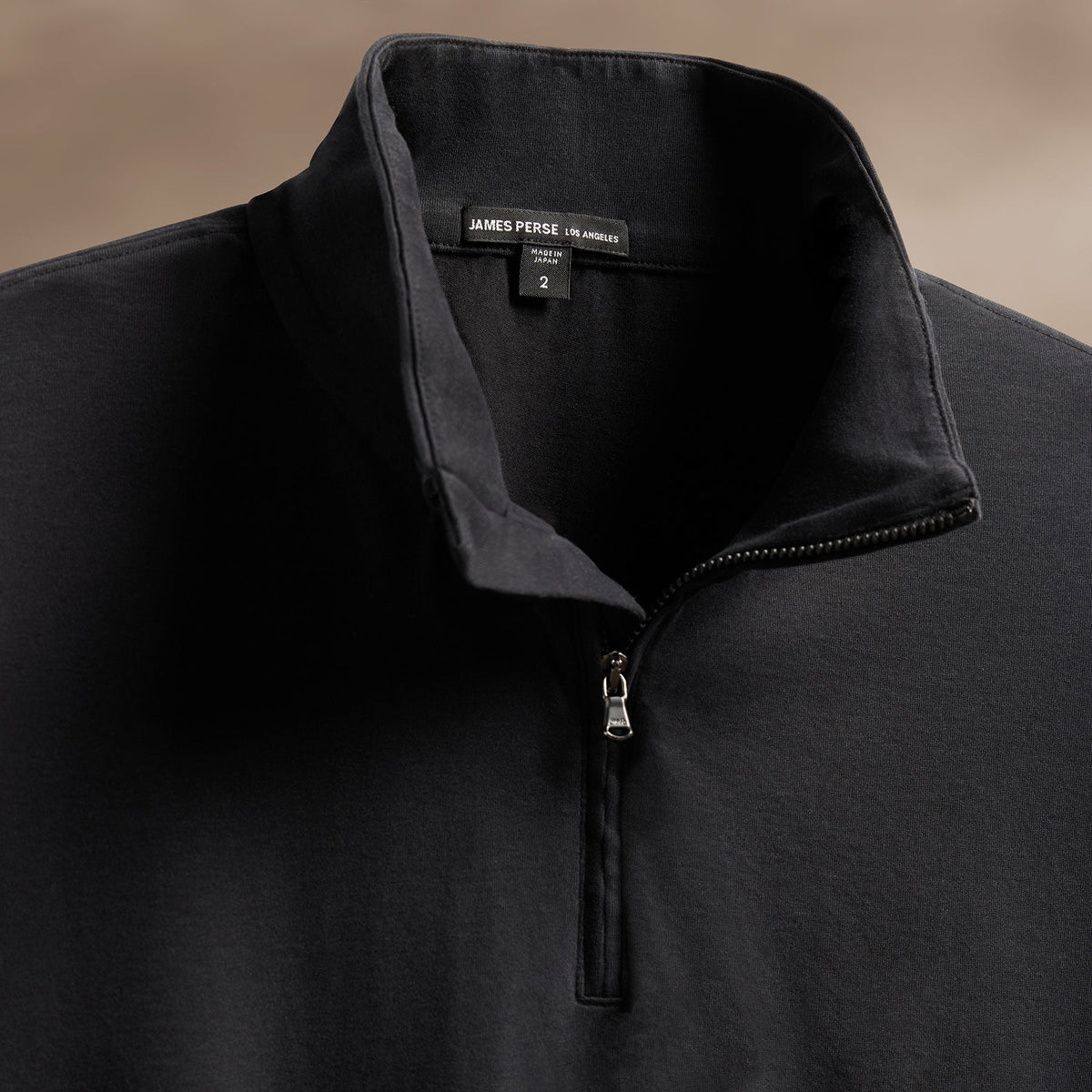 Luxury Organic Jersey Half Zip in Black | James Perse Los Angeles