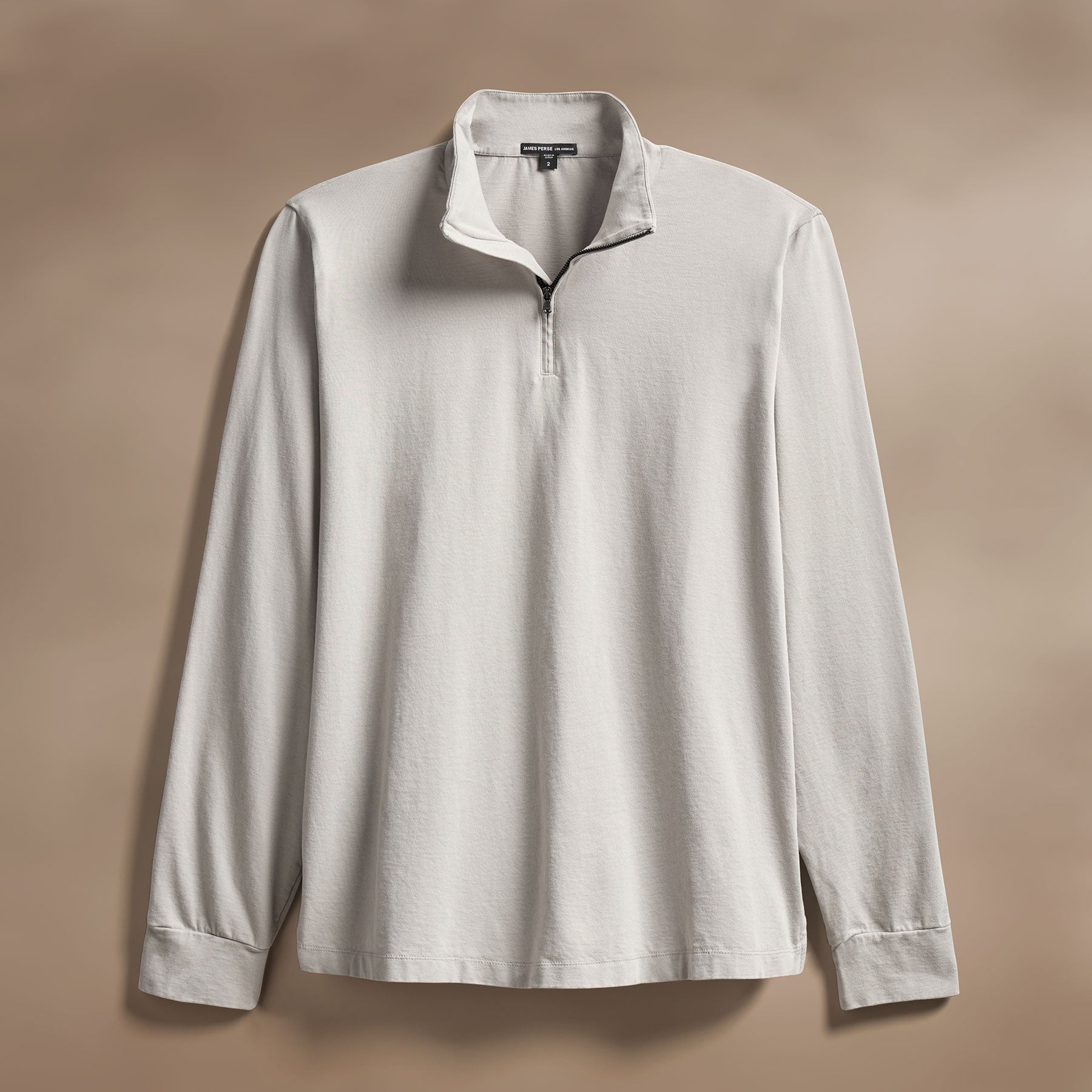 Luxury Organic Jersey Half Zip in Concrete | James Perse Los Angeles