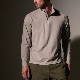 Luxury Organic Jersey Half Zip in Concrete | James Perse Los Angeles
