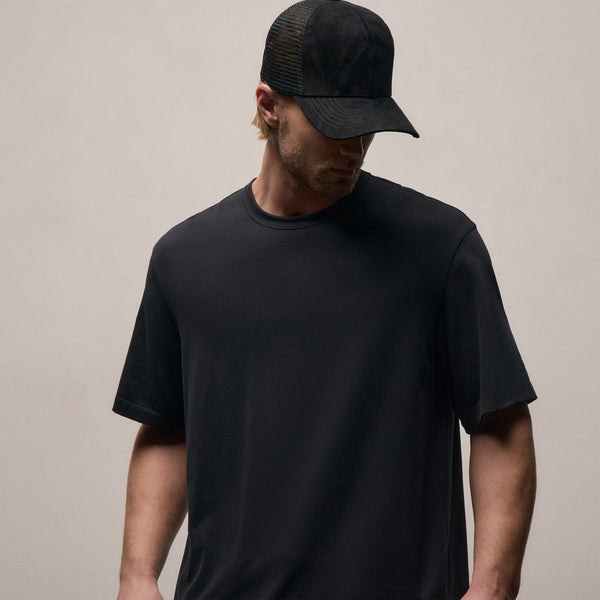 Heavy Luxe Jersey Oversized Crew in Black | James Perse Los Angeles