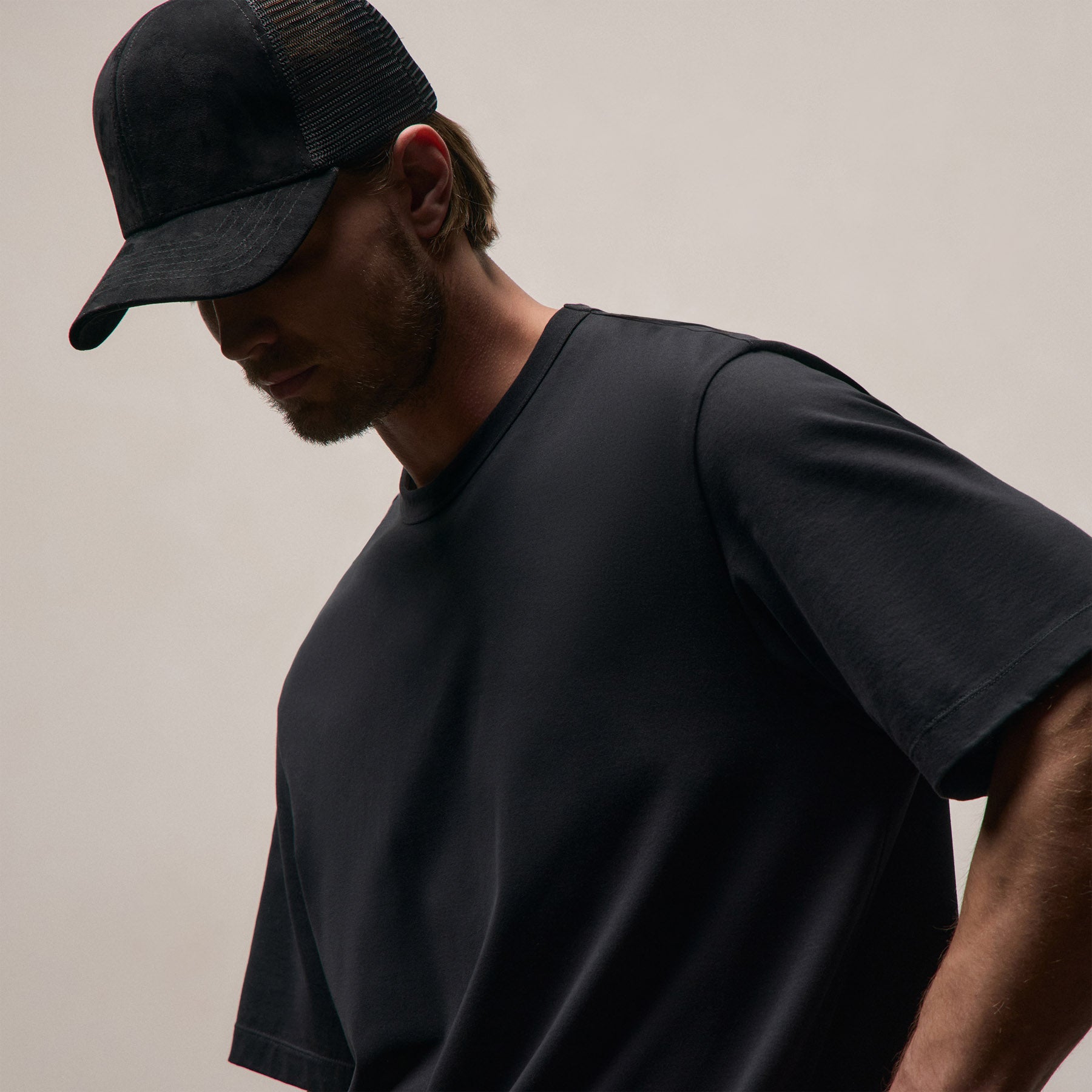 Heavy Luxe Jersey Oversized Crew in Black | James Perse Los Angeles