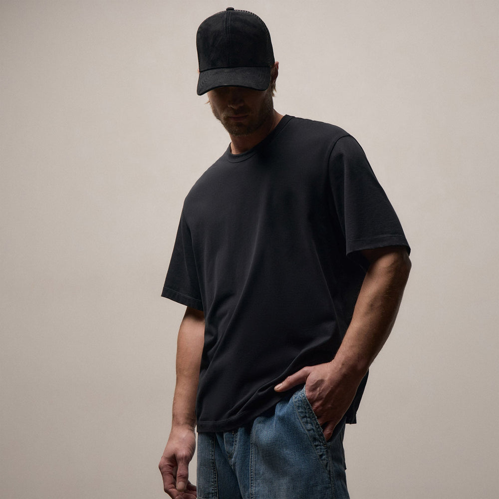 Heavy Luxe Jersey Oversized Crew in Black | James Perse Los Angeles