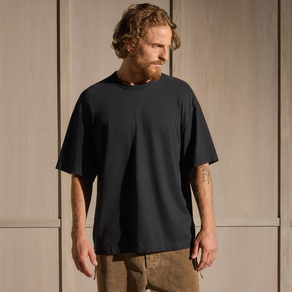 Heavy Luxe Jersey Oversized Crew in Black | James Perse Los Angeles