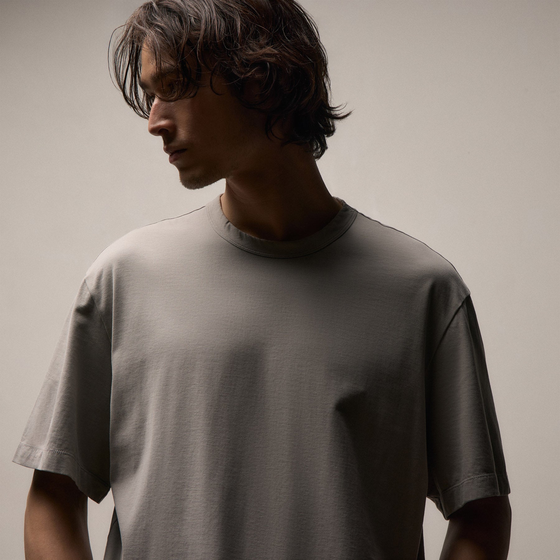 Heavy Luxe Jersey Oversized Crew In Fog | James Perse Los Angeles