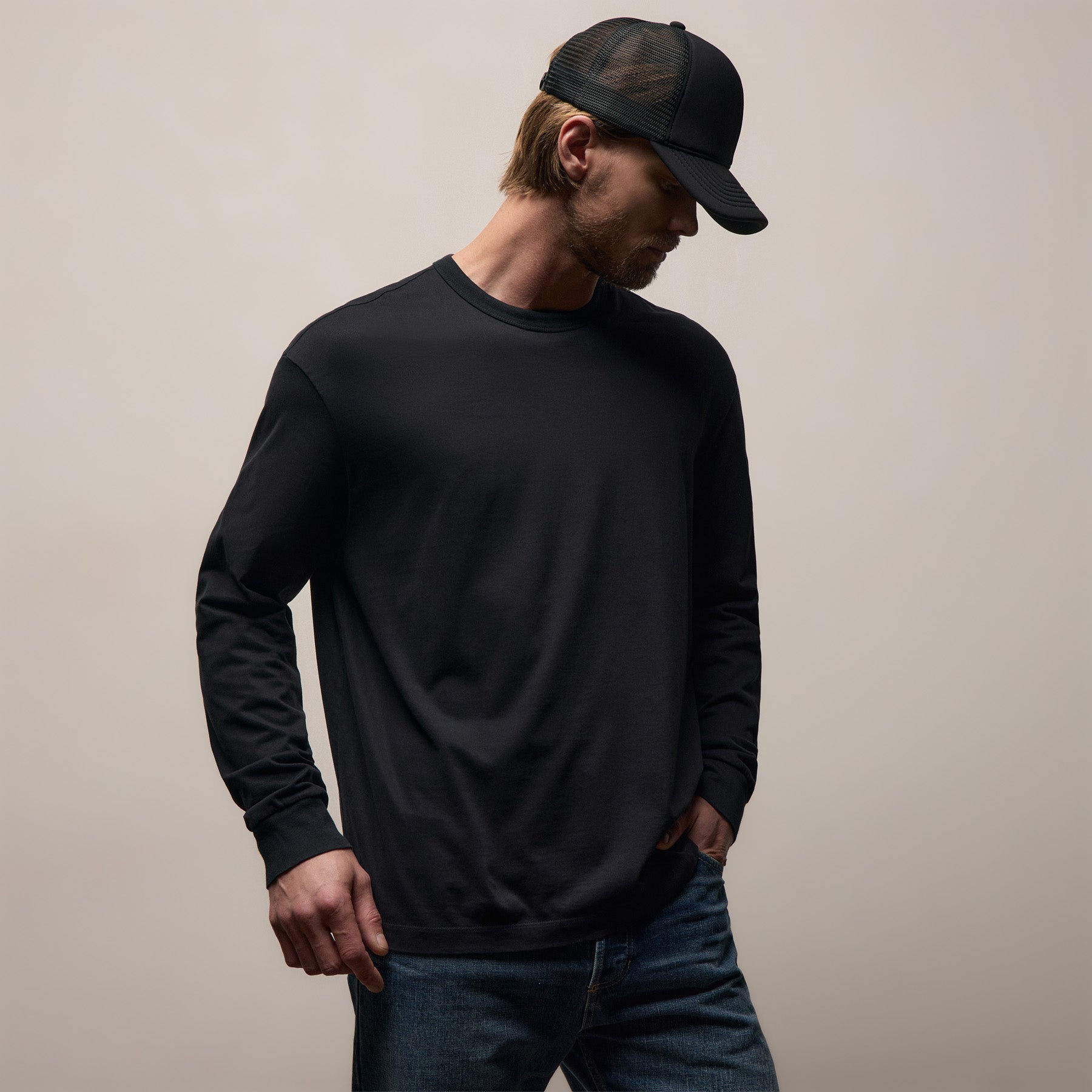 Heavy Luxe Jersey Oversized Long Sleeve - Black | James Perse Los