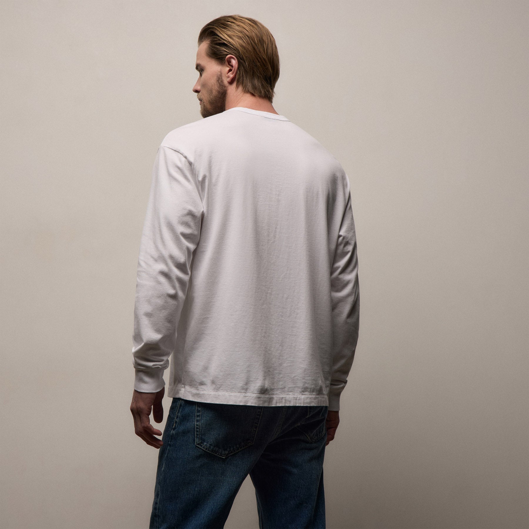 Heavy Luxe Jersey Oversized Long Sleeve in White | James Perse Los Angeles