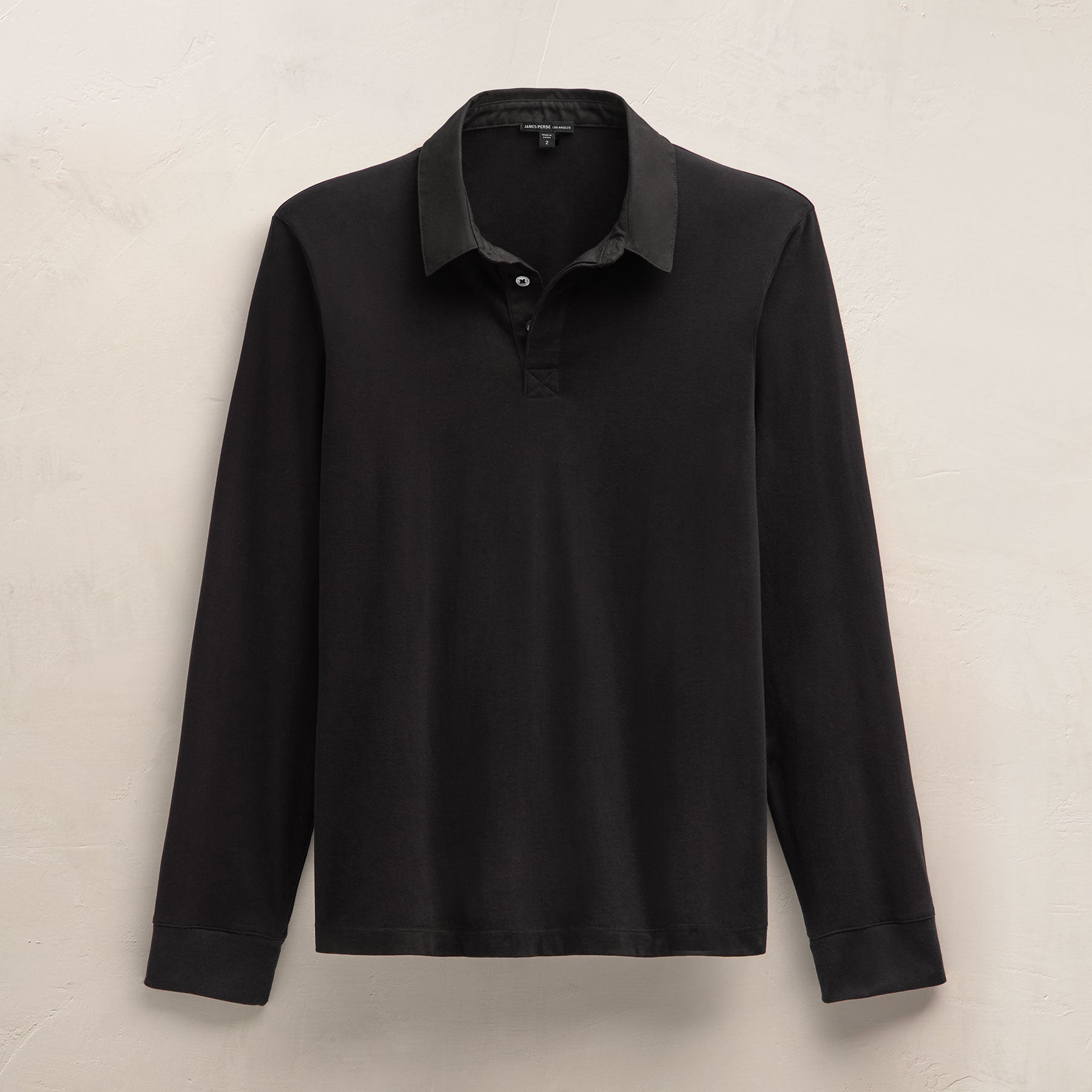 Heavy Luxe Jersey Long Sleeve Polo - Black | James Perse Los Angeles