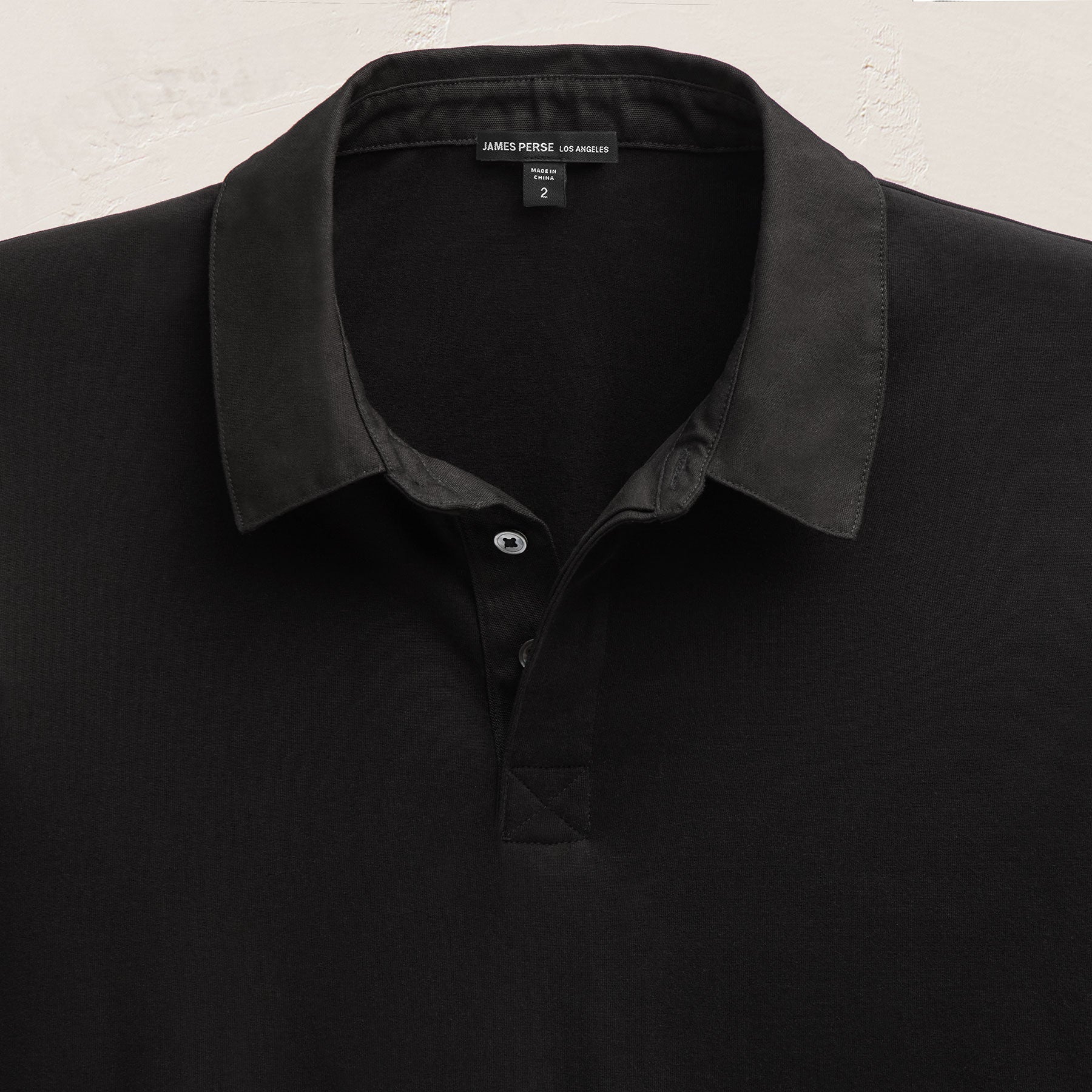 Heavy Luxe Jersey Long Sleeve Polo - Black | James Perse Los Angeles