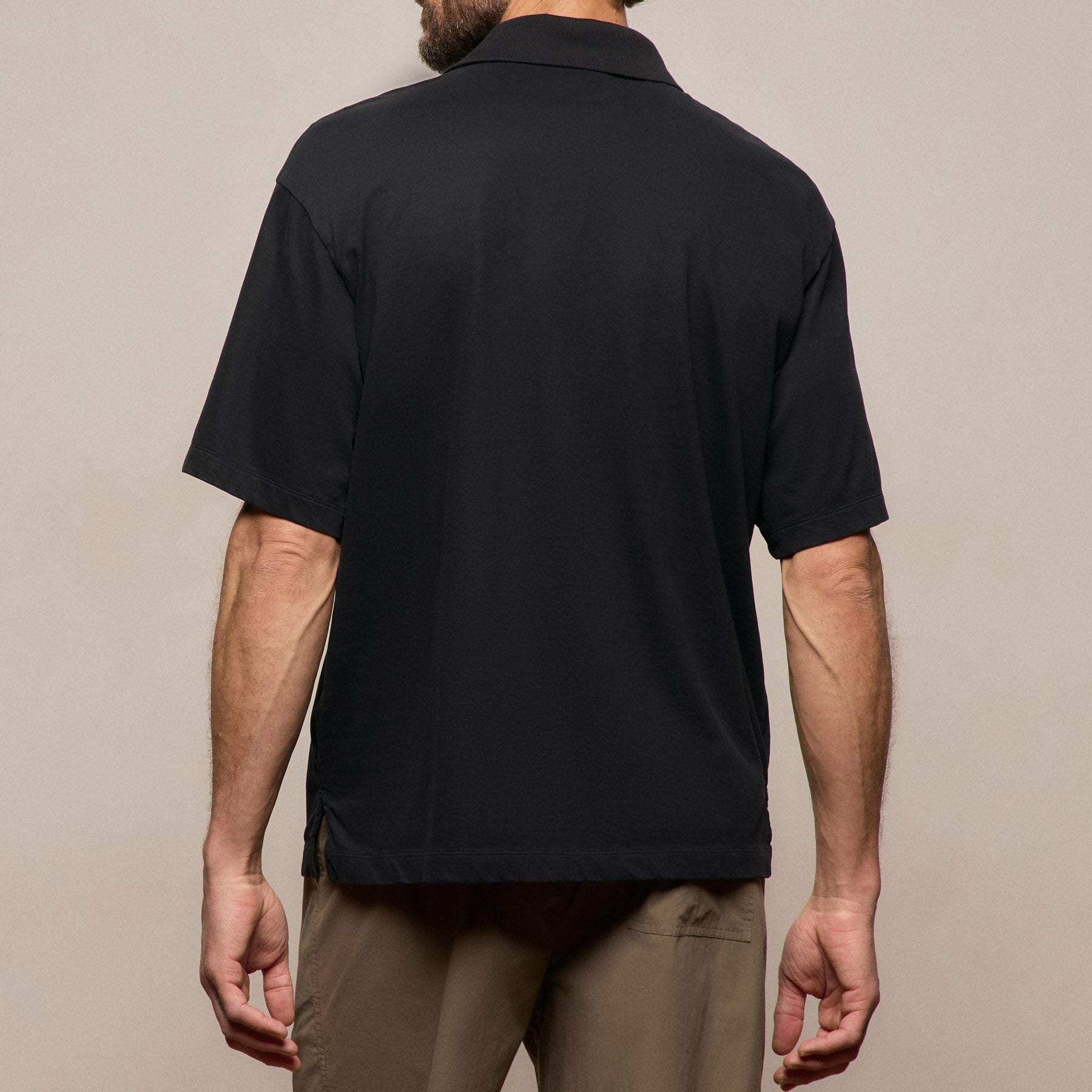 Heavy Luxe Jersey Oversized Polo in Black | James Perse Los Angeles