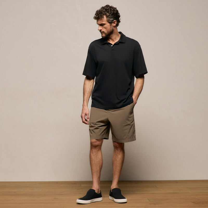 Heavy Luxe Jersey Oversized Polo in Black | James Perse Los Angeles
