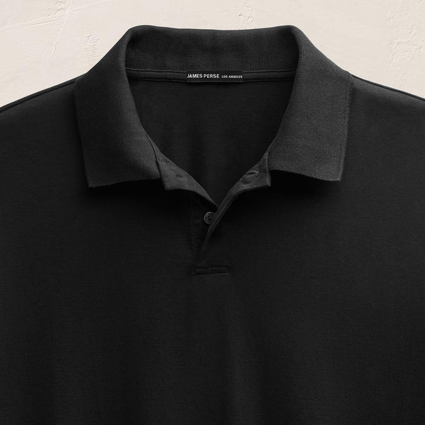 Heavy Luxe Jersey Oversized Polo in Black | James Perse Los Angeles