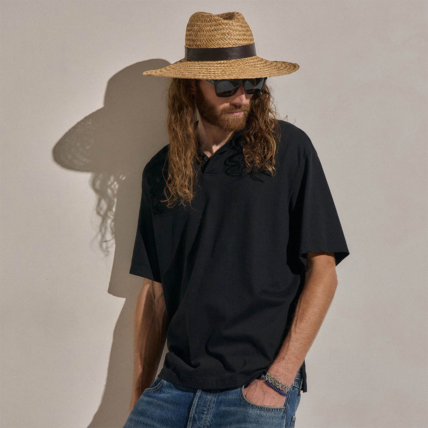 Heavy Luxe Jersey Oversized Polo in Black | James Perse Los Angeles